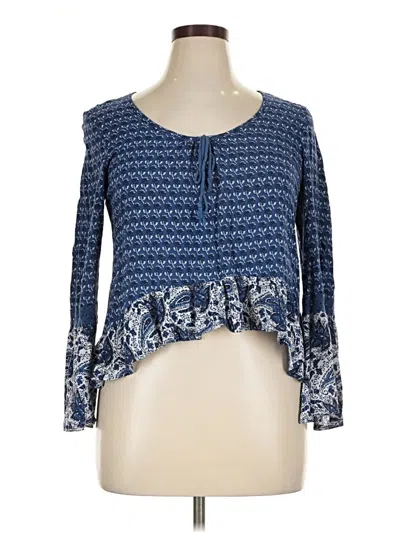 Pre-owned Mudd Long Sleeve Blouse In Blue