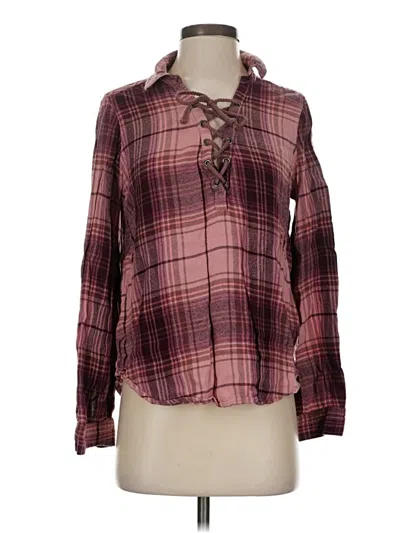 Pre-owned Mudd Long Sleeve Blouse In Burgundy