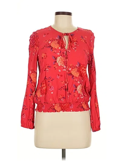 Pre-owned Mudd Long Sleeve Blouse In Red