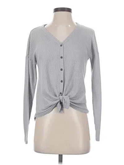 Pre-owned Mudd Long Sleeve Top Gray Plunge Neckline Tops