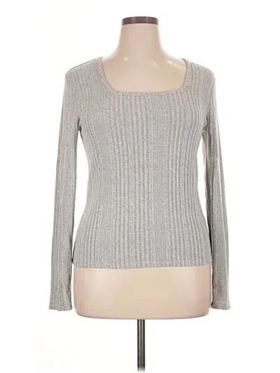 Pre-owned Mudd Long Sleeve Top Gray Scoop Neck Tops