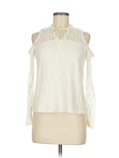 Pre-owned Mudd Long Sleeve Top Ivory Cold Shoulder Neckline Tops In White