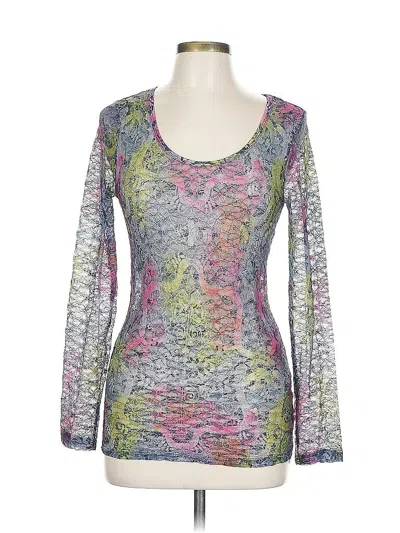 Pre-owned Mudd Long Sleeve Top Silver Scoop Neck Tops