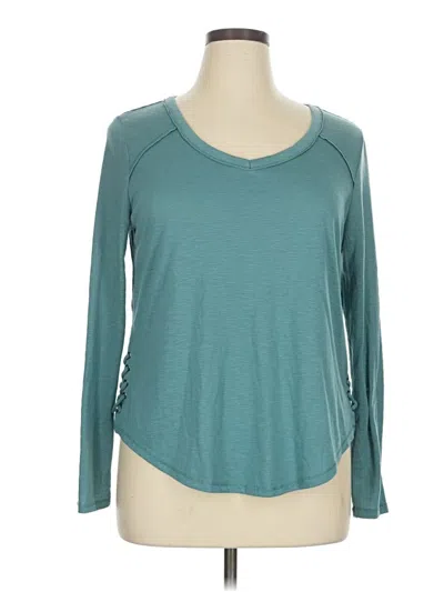 Pre-owned Mudd Long Sleeve Top Teal Scoop Neck Tops In Blue