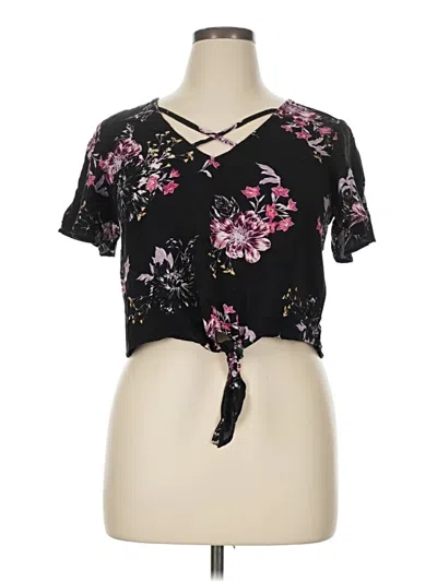 Pre-owned Mudd Short Sleeve Blouse In Black