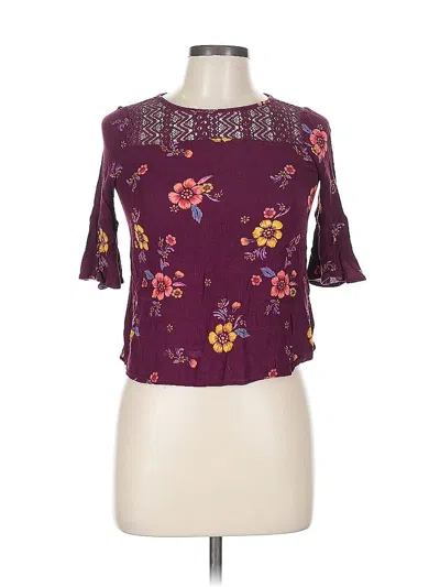 Pre-owned Mudd Short Sleeve Blouse In Purple