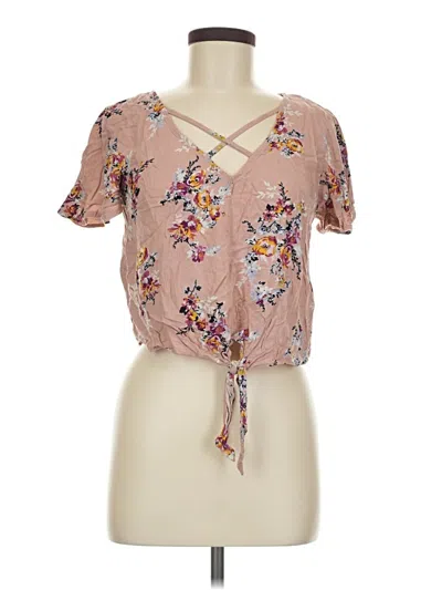 Pre-owned Mudd Short Sleeve Blouse In Tan