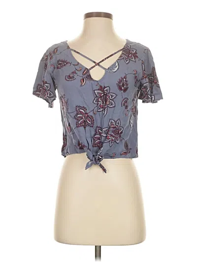 Pre-owned Mudd Short Sleeve Top Blue Keyhole Neckline Tops