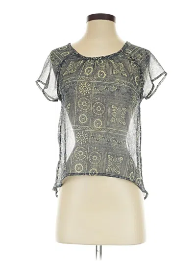 Pre-owned Mudd Short Sleeve Top Gray Keyhole Neckline Tops