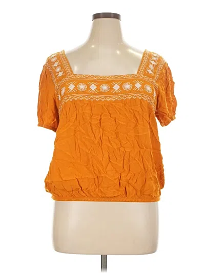 Pre-owned Mudd Short Sleeve Top Orange Square Neckline Tops