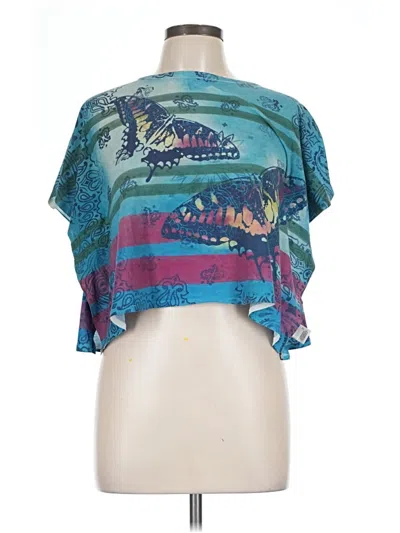 Pre-owned Mudd Short Sleeve Top Teal Halter Neckline Tops