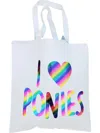 Muddy Carrots Women's Cotton Canvas Tote Bag In I Love Ponies In Multi