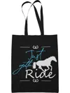 Muddy Carrots Women's Cotton Canvas Tote Bag In Just Gotta Ride In Multi
