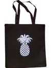 Muddy Carrots Women's Cotton Canvas Tote Bag In Silver Pineapple In Multi