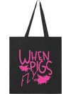 Muddy Carrots Women's Cotton Canvas Tote Bag In When Pigs Fly In Multi