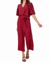 Mudpie Annalise Jumpsuit In Berry In Red