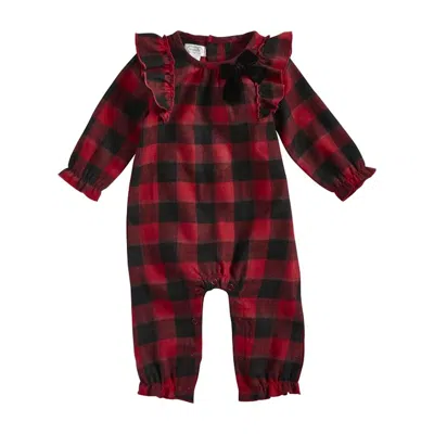 Mudpie Kids' Baby Buffalo Check Flannel One-piece In Red