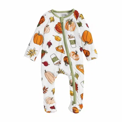 Mudpie Kids' Baby Pumpkin Spice Sleeper Onesie In Multi In White