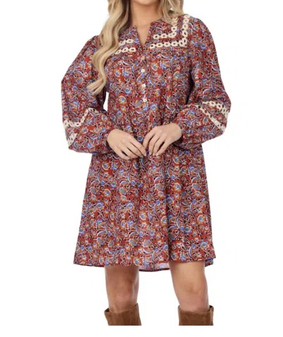 Mudpie Barlowe Printed Dress In Rust In Multi