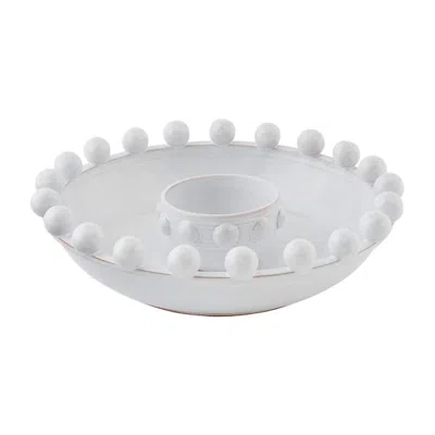 Mudpie Beaded Chip And Dip Set In White