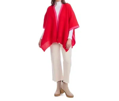 Mudpie Bringham Reversible Poncho In Red Pink