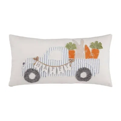 Mudpie Bunny Truck Pillow In Beige In Multi