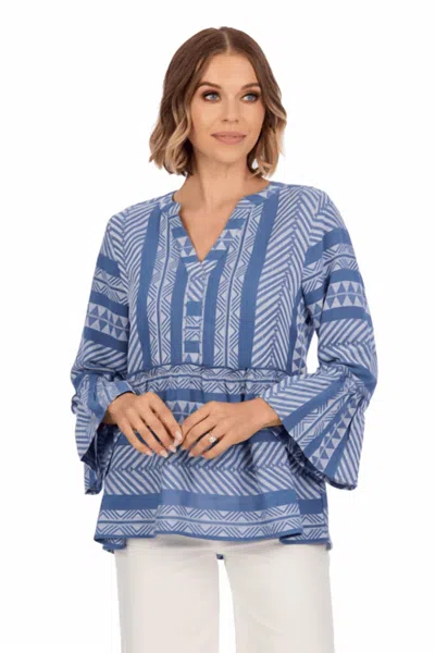 Mudpie Callaway Jacquard Top In Blue In Multi