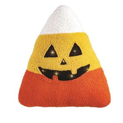 Mudpie Candy Corn Led Halloween Throw Pillow In Orange