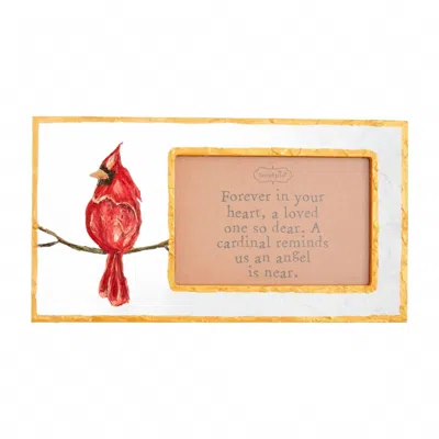 Mudpie Cardinal Photo Hand-painted Wooden Frame With Sentiment In White