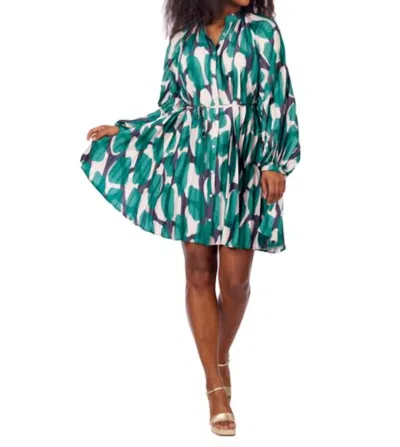 Mudpie Celia Pleated Dress In Green
