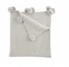 Mudpie Chenille Pom Blanket In Gray