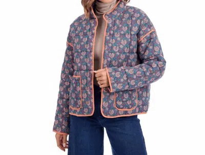 Mudpie Cher Block Print Floral Jacket In Dark Blue