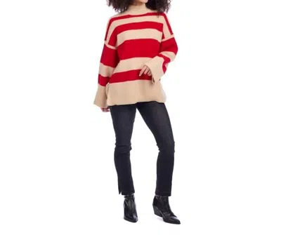 Mudpie Costner Striped Sweater In Red