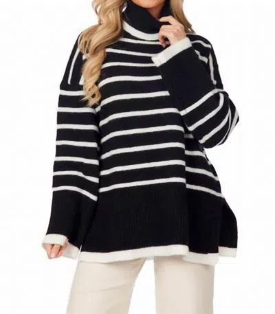 Mudpie Dunn Striped Sweater In Black