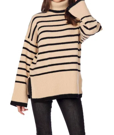 Mudpie Dunn Striped Sweater In Tan In Multi