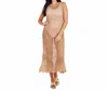 Mudpie Eldridge Crochet Midi Dress In Tan In Multi