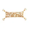 Mudpie Embroidered Long Pillow In Mustard