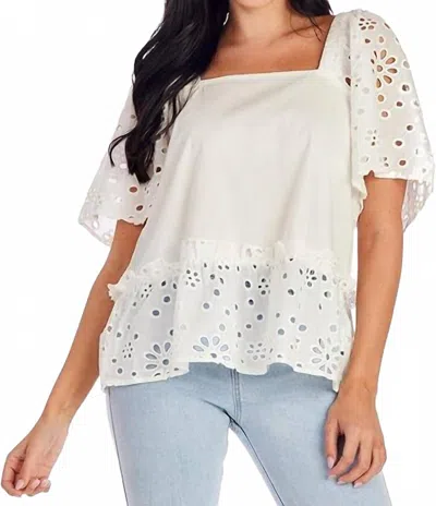 Mudpie Eyelet Top In White