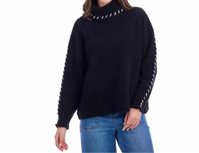 Mudpie Fallon Contrast Sweater In Black In Blue