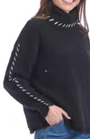 Mudpie Fallon Contrast Sweater In Black In Black