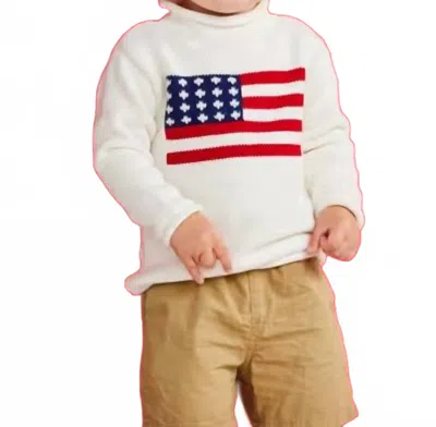 Mudpie Kids' Flag Rollneck Sweater In White In Animal Print