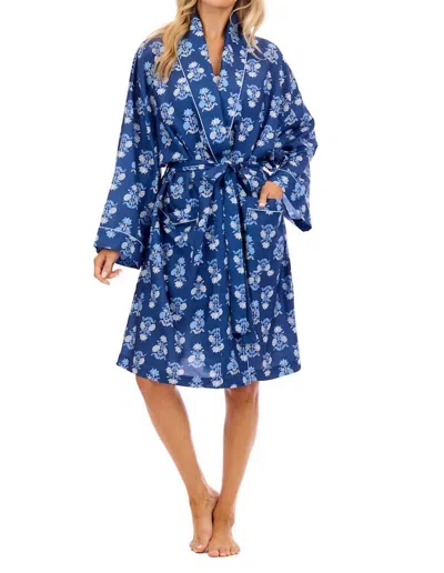 Mudpie Floral Block Print Robe In Navy In Blue