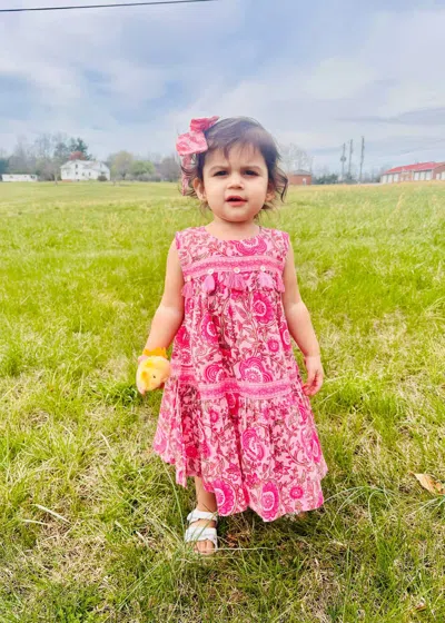 Mudpie Kids' Floral Tier Dress In Pink