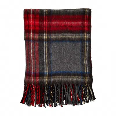 Mudpie Fringe Throw Blanket In Gray Tartan