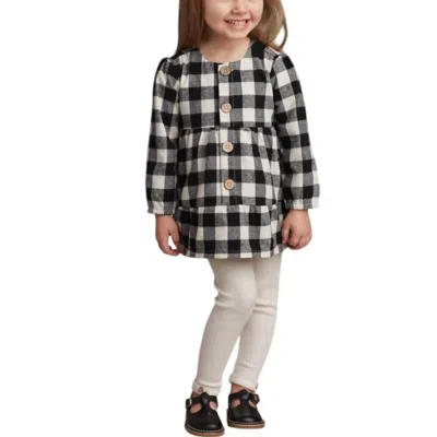 Mudpie Kids' Girl's Buffalo Check Tunic And Legging Set In Black In Gray
