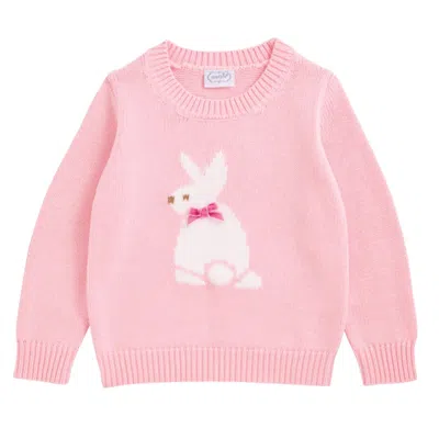 Mudpie Kids' Girl's Crew Neck Bunny Sweater In Pink