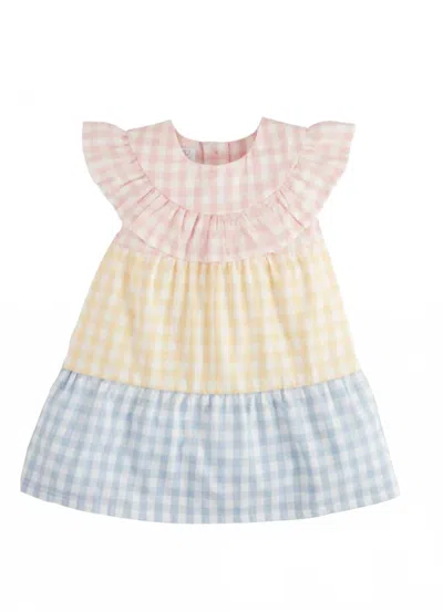 Mudpie Kids' Girl's Mixed Gingham Dress In Pink/yellow/blue In Multi