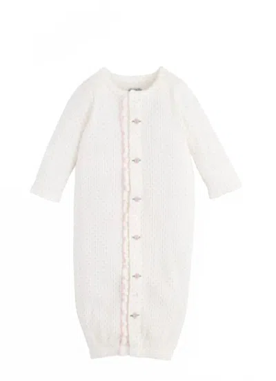 Mudpie Kids' Girl's Rosette Polka Dot Gown In White In Neutral