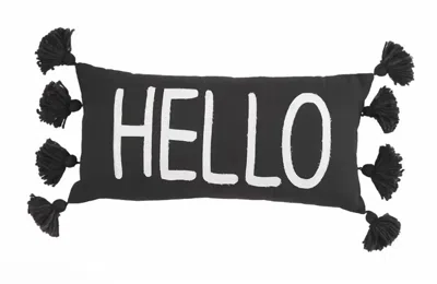 Mudpie Hello Tassel Pillow In Black