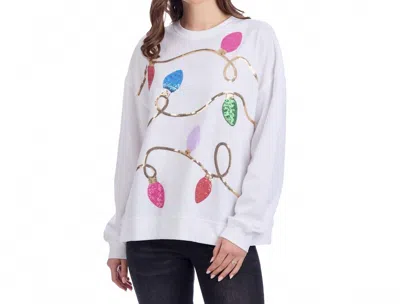 Mudpie Holiday Sparkle Sweatshirt In White